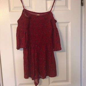 Fuschia and paisley blue romper